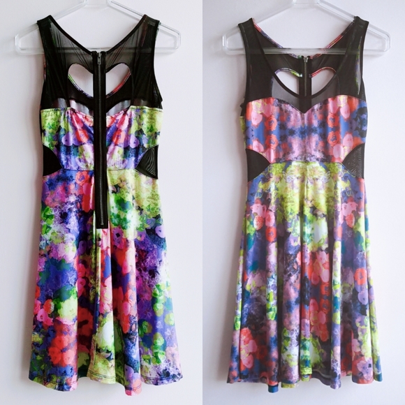 MATERIAL GIRL Mesh Inset Skater Dress - Picture 3 of 5